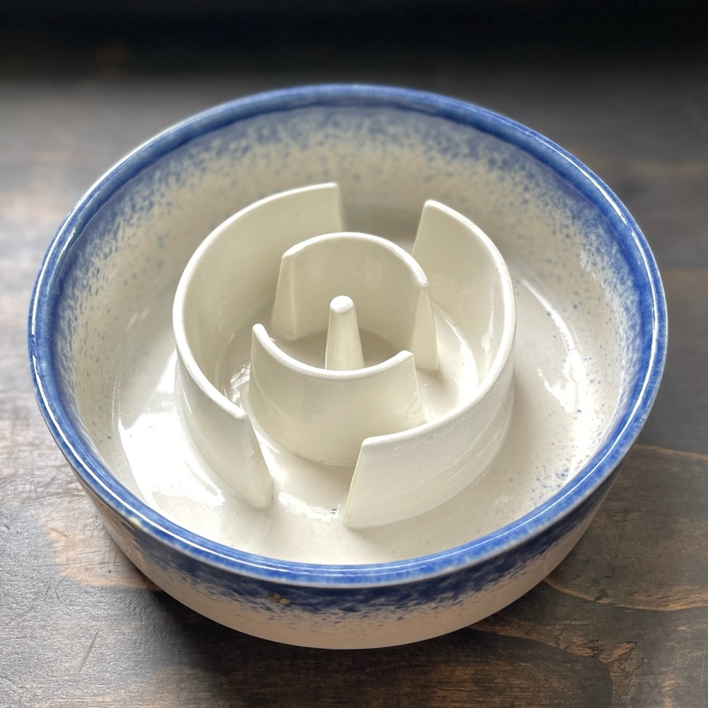 Cute Ceramic Slow Feeder Dog Bowl